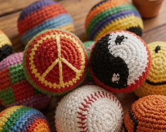 Colorful Crochet Hacky Sack, Handmade Footbag for Kids & Adults, Fun Stress Relief Toy
