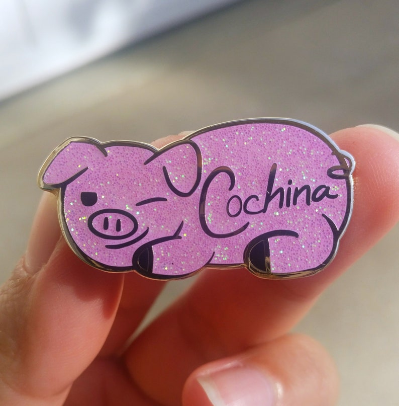 Cochina Pig Spanish Chicana Latina Hard Enamel Pin image 1