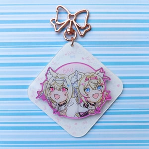 Hololive EN Fuwamoco Acrylic Spinner Keychain Charm
