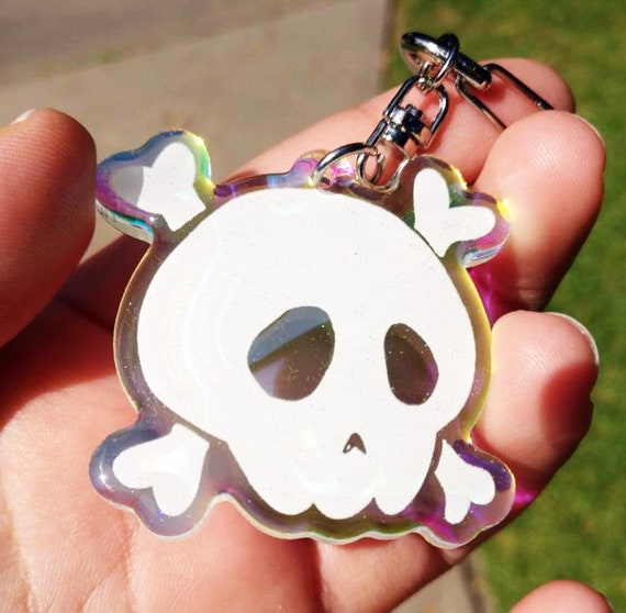 Yami Kawaii Pastel Goth Cute Skull Iridescent Acrylic Keychain Charm Etsy Ireland