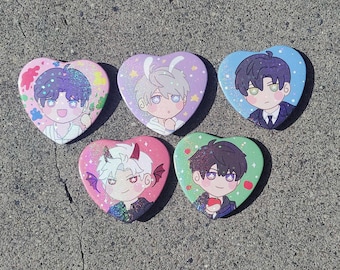 Love and Deepspace LADS Holographic Heart Shaped Button Badge