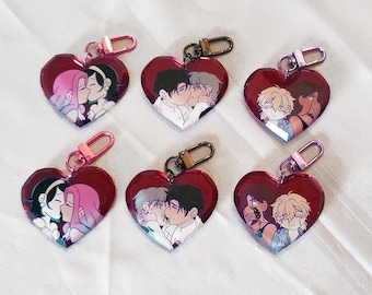 Alien Stage ALNST Acrylic Karma Diamond-Cut Heart Keychain Charms