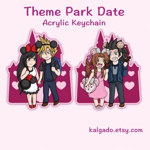 Final Fantasy VII FFVII FF7 Zerith Cloti Theme Park Date Acrylic Keychain Charm