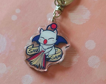Final Fantasy Moogle Save Game Acrylic keychain Charm