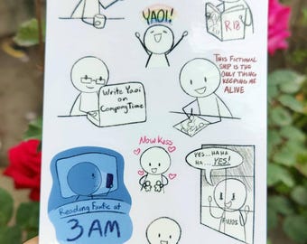 Fujoshi Yaoi fangirl fandom Clear sticker sheet