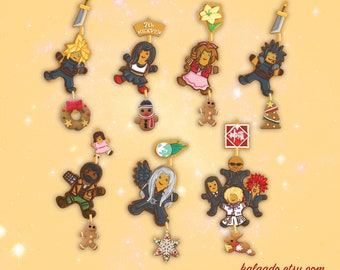 Final Fantasy VII FF7 Gingerbread Christmas Cookies Wooden Ornament Keychain