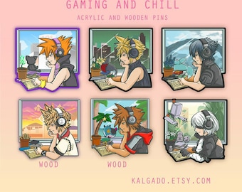 Gaming and Chill LoFi Video Game Acrylic Pins