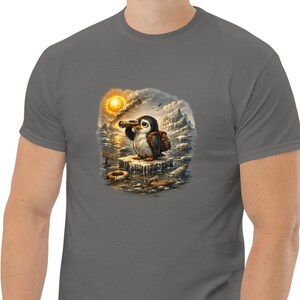 Penguin Looking for the Ice Floe T-Shirt – Unisex Dark Humor Tee about Climate Change, Vintage Arctic Illustration, Gift