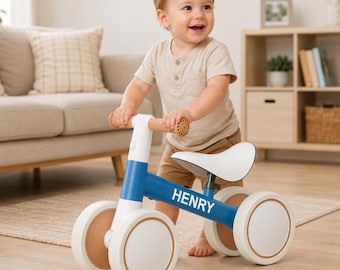 Personalized Toddler Balance Bike, Custom Name Ride On Toy, First Birthday Gift for Boys and Girls