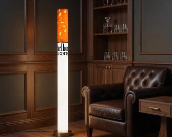 Lampada Marlboro in stile vintage, gigantesca lampada da terra a forma di sigaretta, realizzata a mano in acrilico con LED - Lampada da collezione retrò nostalgica, lampade vintage uniche