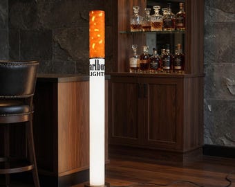 Custom Vintage Lamp for Floor, Handmade Man Cave Home Decor - Whiskey Bar Decor, Marlboro Lamp Retro Style