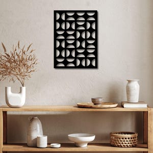 Geometric Perforated Metal Wall Art – Modern Mid-Century Screen Decor