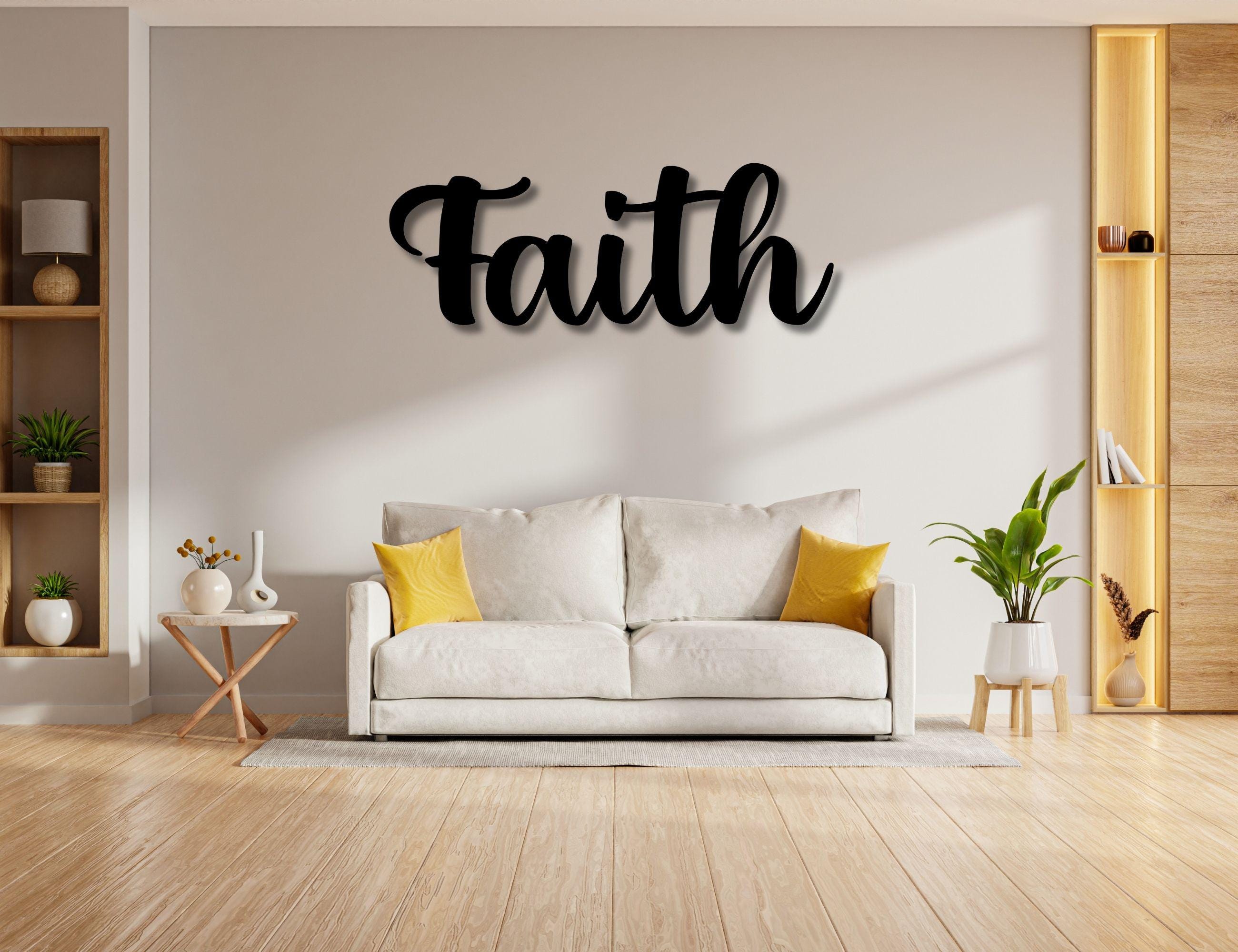 Faith Script Metal Wall Art – Elegant Inspirational Home Decor - Etsy