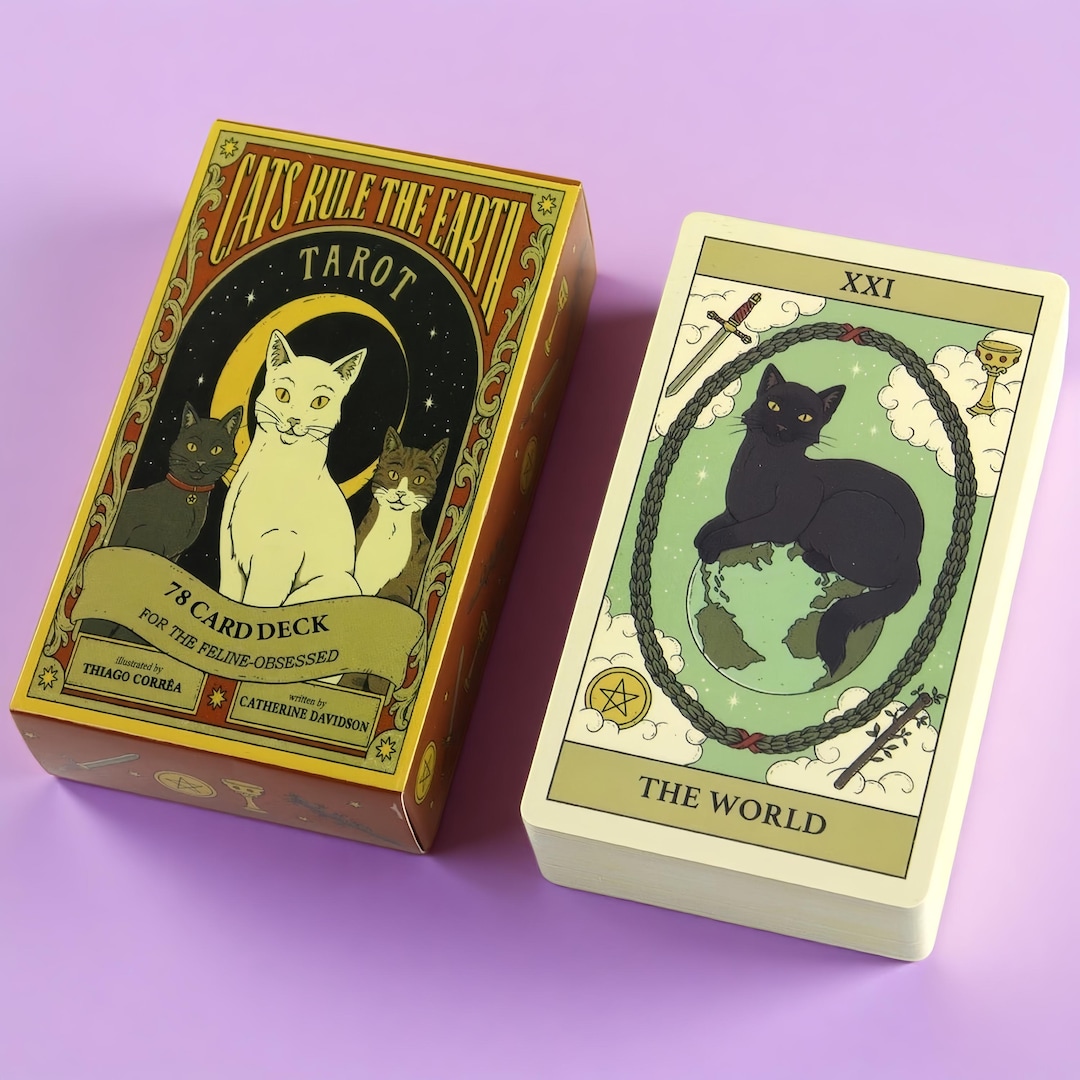 Cats Rule the Earth Tarot Deck, Cat Lover Tarot Cards,feline Divination ...