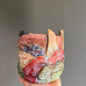 Maceta grande de cerámica hecha a mano, cerámica con forma de pétalo esculpido, jarrón único y llamativo, maceta estilo boho, regalo de boda, decoración artesanal holandesa.