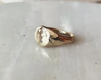 Sneaky diamond gold signet ring