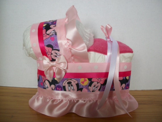 Minnie Mouse Inspired Pink Purple Girl Diaper Bassinet Baby Etsy