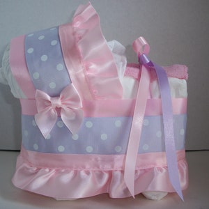 PINK WHITE POLKA DOTS DOT GIRL DIAPER BASSINET CARRIAGE BABY SHOWER DECORATION 