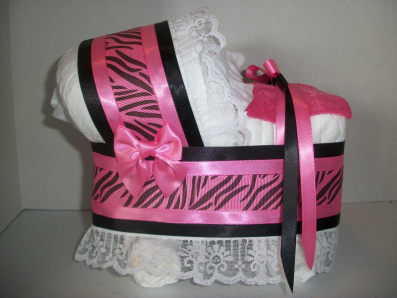 Hot pink and black zebra print girl diaper baby