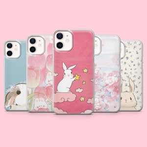 Funda para teléfono Kawaii Bunny Cute Rabbit Cover para iPhone 17Pro, 16, 15, 14, 13, 12, Samsung S26, S25, S24, S23Fe, A16, A56, Pixel 10, 9Pro
