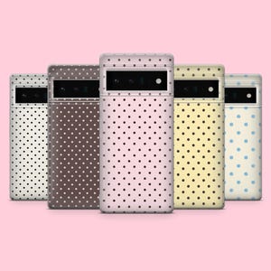 Polkadot telefoonhoesje minimalistisch modern hoes voor Google Pixel 10, 10Pro, 9, 9Pro, 8A, 8, 7A, 6A, Samsung S26, S25, S24Fe, A16, iPhone 16, 15