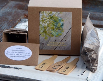 Indoor Herb Garden Kit, Heirloom Dill Seed Kit, Easy to Grow Herb Garden, Great Hostess Gift or Gift for Mom, Gardening Supplies and Seeds