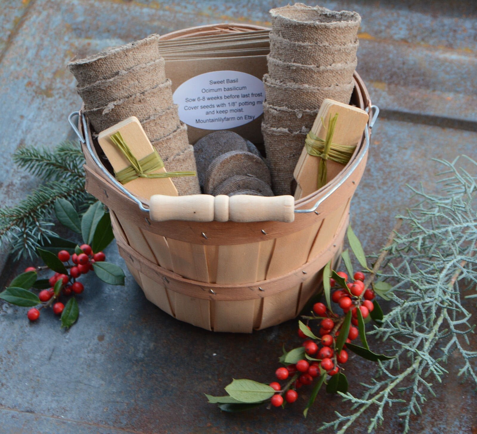Herb Garden Gift Basket Heirloom Seeds in Harvest Basket Etsy