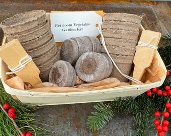 Heirloom Vegetable Garden Kit, Easy Grow Seeds, Companion Flowers, Beginner Gardener Gift
