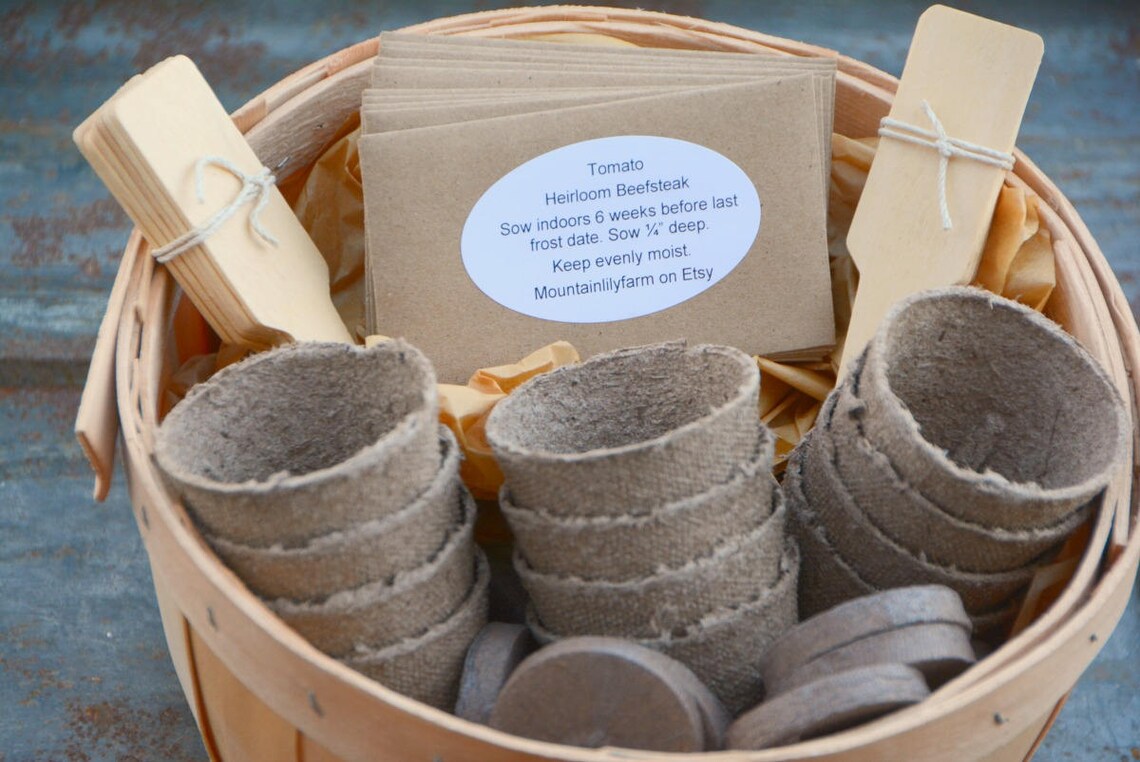 Garden Gift Basket Heirloom Vegetable Seed Kit Gardening Etsy