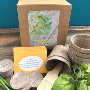 Herb Garden Kit, 6 Varieties of Culinary Herbs with Growing Supplies