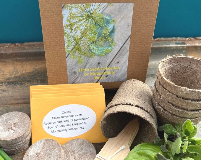 Herb Garden Kit, 6 Varieties of Culinary Herbs with Growing Supplies