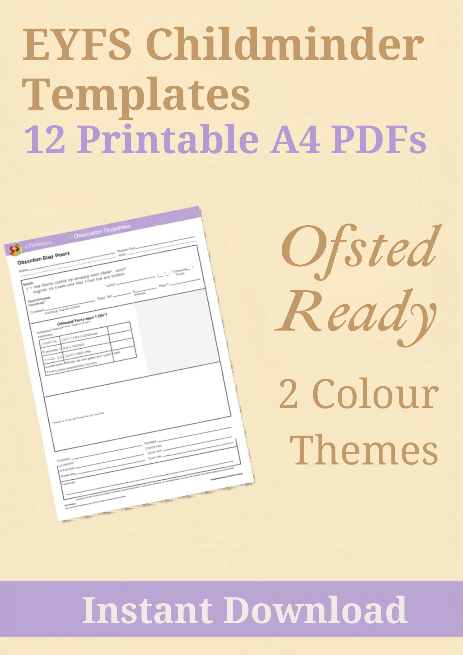 UK Childminder EYFS Templates Bundle | Observation Sheets Daily Diary ...