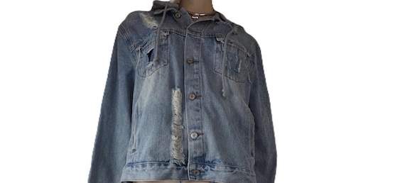 Grace Chow Hoodie & Denim Jacket Set with Angel Wings