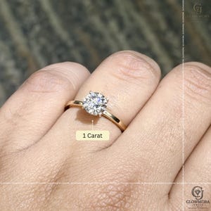 Klassischer Solitärring aus 10-18 Karat Gelbgold, Verlobungsring mit rundem Diamanten, 1 Karat Diamantring mit Vier-Krappen-Fassung, handgefertigter Brautschmuck