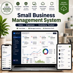 Small Business Management System | Sales, Expenses, Inventory Tracker (Instant Download)