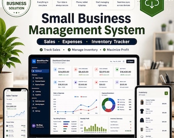 Small Business Management System | Sales, Expenses, Inventory Tracker (Instant Download)