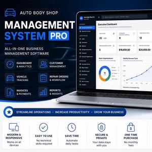 Auto Body Shop Management System Pro | Collision Repair Software (Digital Download)