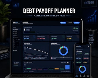 Debt Payoff Planner Dashboard | Snowball, Avalanche Methods (Digital Download)
