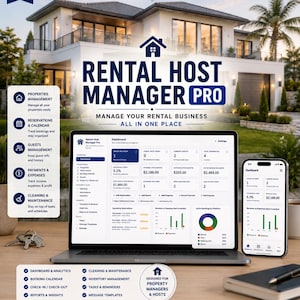 Rental Host Manager Pro | Planer nieruchomości Airbnb (wersja cyfrowa do pobrania)