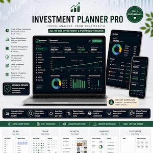 Investment Planner Dashboard | Portfolio, Net Worth, Dividend Tracker (HTML)