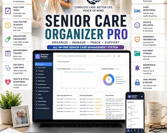 Senior Care Management System, Offline HTML Organizer (Digital Download)