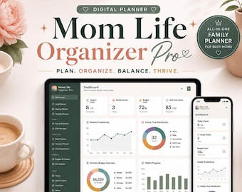 Mom Life Organizer Pro | HTML Family Planner Dashboard (Digital)
