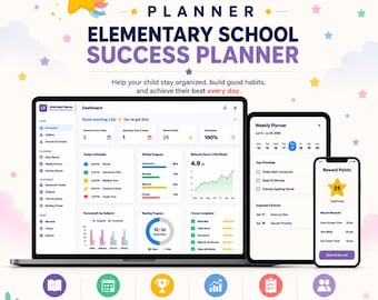 Elementary School Planner | Homework, Reading, Chores Tracker (Digital Download)