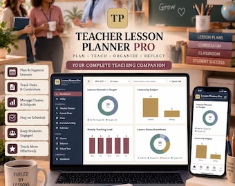 Teacher Lesson Planner Pro | Offline HTML Dashboard (Digital Download)