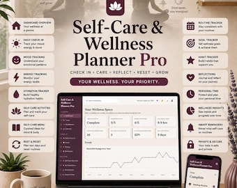 Self-Care Wellness Planner Pro | Offline HTML Dashboard (Digital Download)
