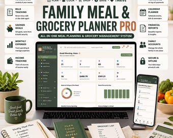 Family Meal & Grocery Planner Pro | Offline HTML Food Management System