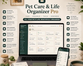 Pet Care & Life Organizer Pro | Offline HTML Planner (Digital Download)