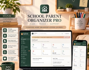 Offline HTML School Parent Organizer Pro | Homework, Grades, Attendance Planner (Digital Download)