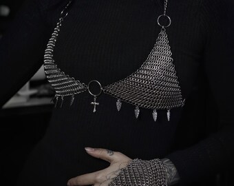 Sanctra Bra Harness – Gothic Handmade Body Jewelry