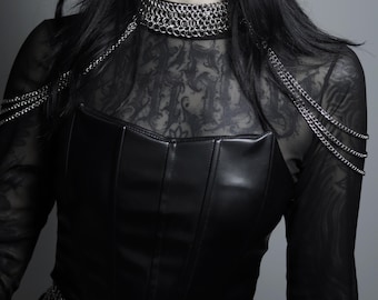 Chainmail Necklace | Medieval Choker | Shoulder Chain Jewelry